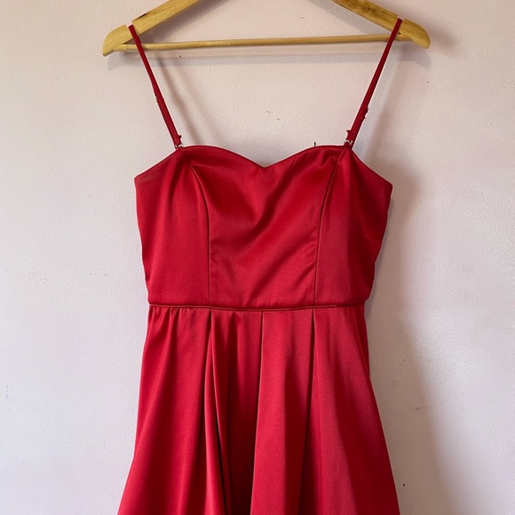 • silky sweetheart ruby red mini dress • - Picture 3 of 13